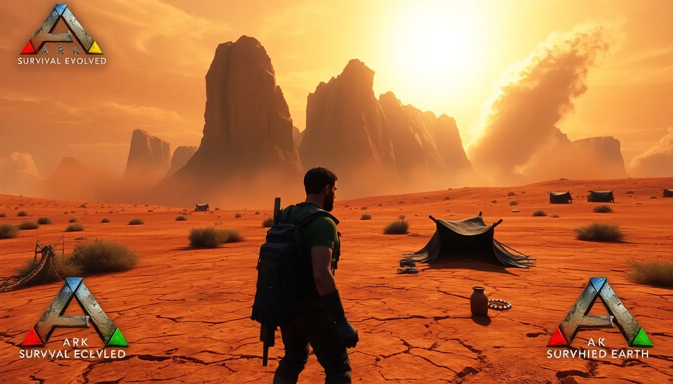 Survivor in a desert landscape inspired by ARK Scorched Earth.