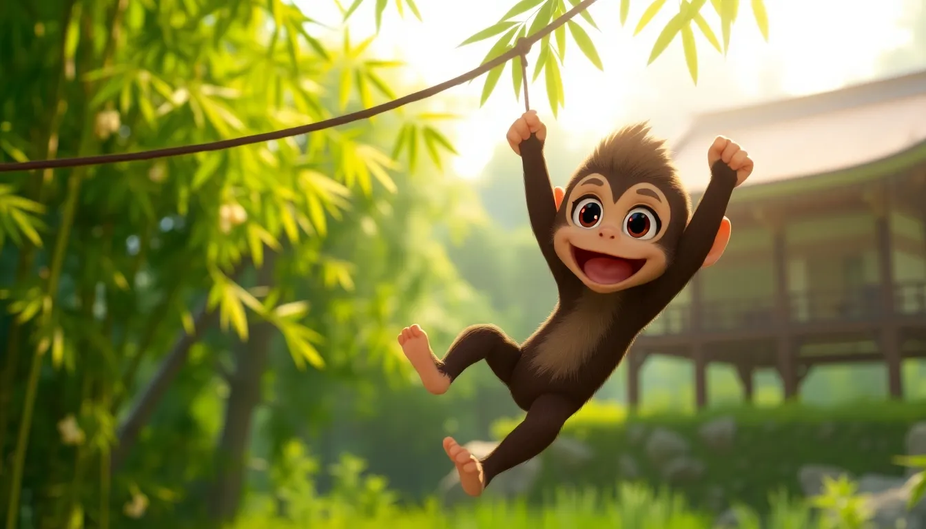 playful monkey character from Ghost of Tsushima in a natural setting.