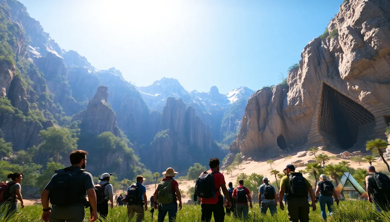 players exploring diverse biomes in the Ragnarok map of Ark Survival Evolved.